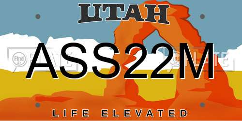 ASS22M Utah License Plate