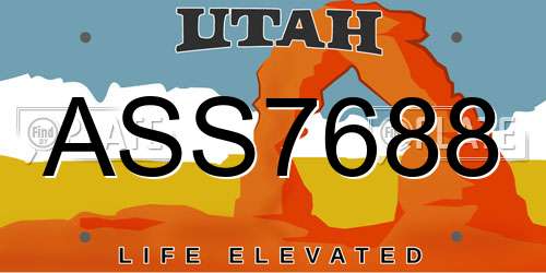 ASS7688 Utah License Plate