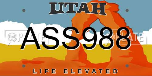 ASS988 Utah License Plate