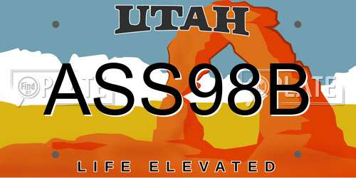 ASS98B Utah License Plate