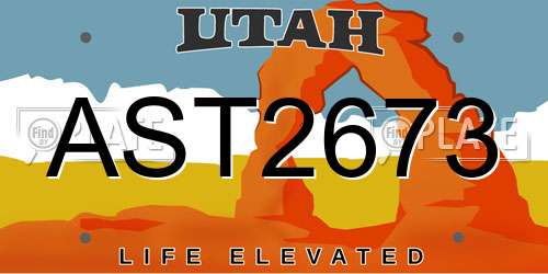 AST2673 Utah License Plate
