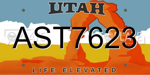 AST7623 Utah License Plate