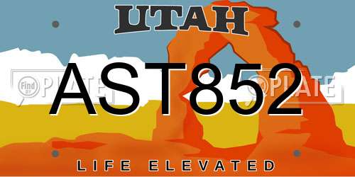 AST852 Utah License Plate