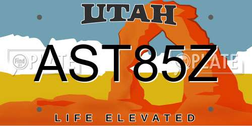 AST85Z Utah License Plate