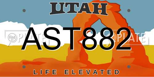 AST882 Utah License Plate