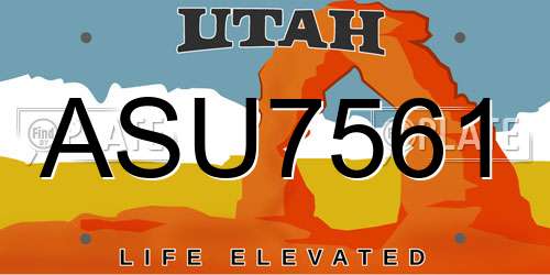 ASU7561 Utah License Plate