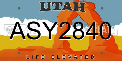 ASY2840 Utah License Plate
