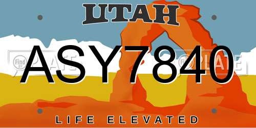 ASY7840 Utah License Plate