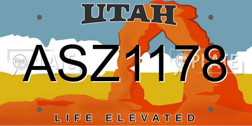 ASZ1178 Utah License Plate