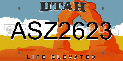 ASZ2623 Utah License Plate