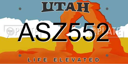 ASZ552 Utah License Plate