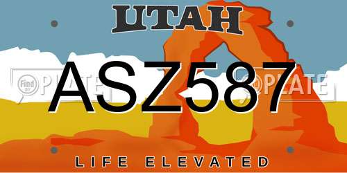 ASZ587 Utah License Plate
