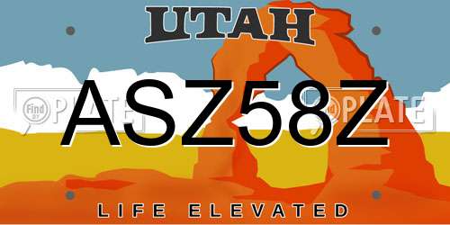 ASZ58Z Utah License Plate