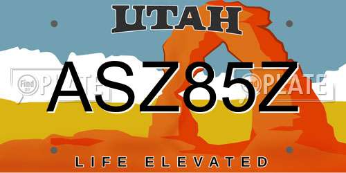 ASZ85Z Utah License Plate