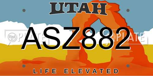 ASZ882 Utah License Plate