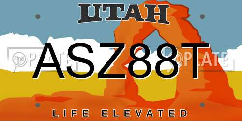ASZ88T Utah License Plate