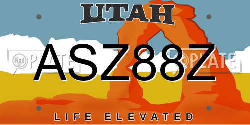 ASZ88Z Utah License Plate