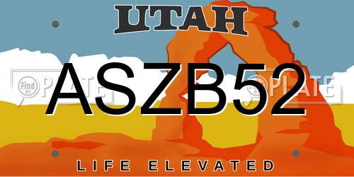 ASZB52 Utah License Plate