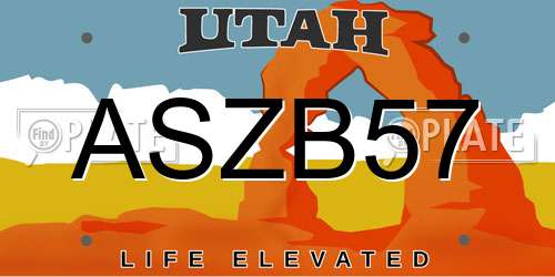 ASZB57 Utah License Plate