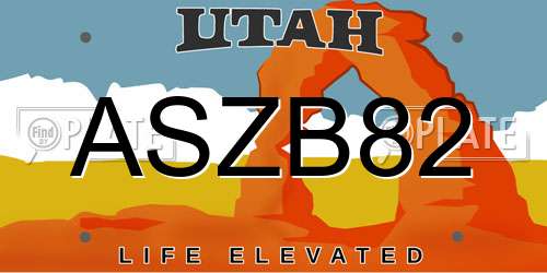 ASZB82 Utah License Plate