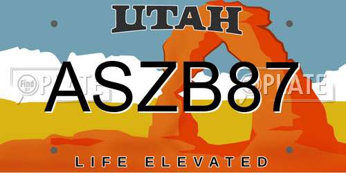ASZB87 Utah License Plate