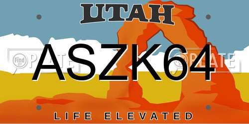 ASZK64 Utah License Plate
