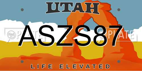 ASZS87 Utah License Plate