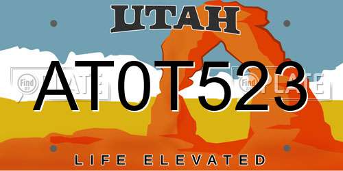 AT0T523 Utah License Plate