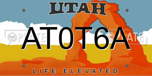 AT0T6A Utah License Plate