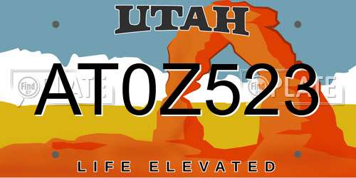 AT0Z523 Utah License Plate