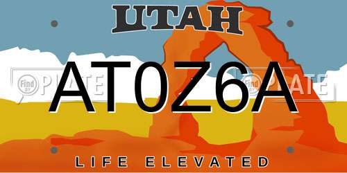 AT0Z6A Utah License Plate