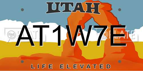 AT1W7E Utah License Plate