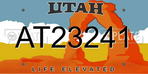 AT23241 Utah License Plate