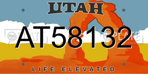 AT58132 Utah License Plate
