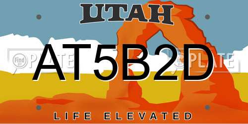 AT5B2D Utah License Plate