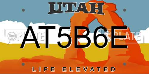 AT5B6E Utah License Plate