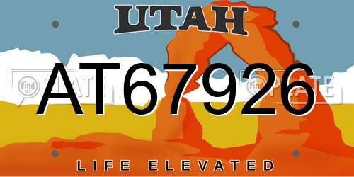 AT67926 Utah License Plate