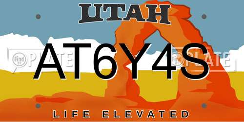 AT6Y4S Utah License Plate