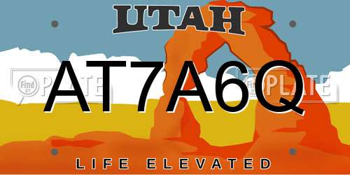 AT7A6Q Utah License Plate