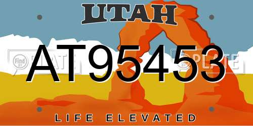 AT95453 Utah License Plate