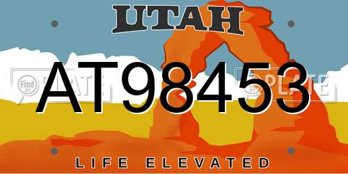 AT98453 Utah License Plate