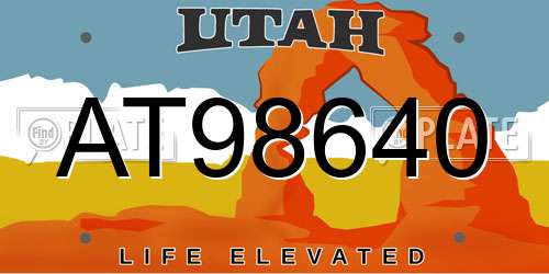 AT98640 Utah License Plate