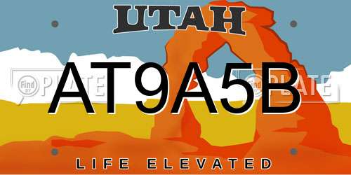 AT9A5B Utah License Plate