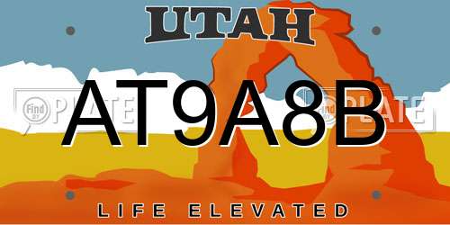 AT9A8B Utah License Plate