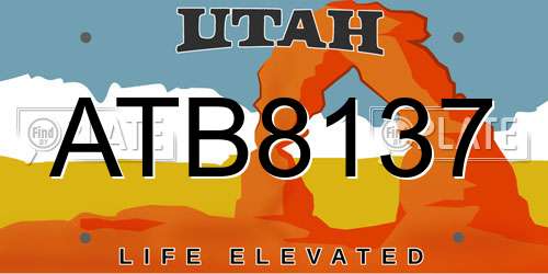 ATB8137 Utah License Plate