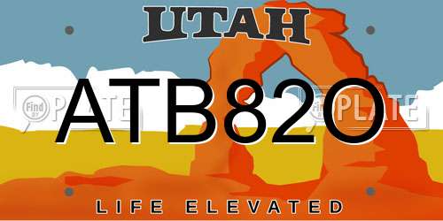 ATB82O Utah License Plate