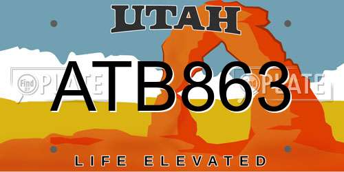 ATB863 Utah License Plate