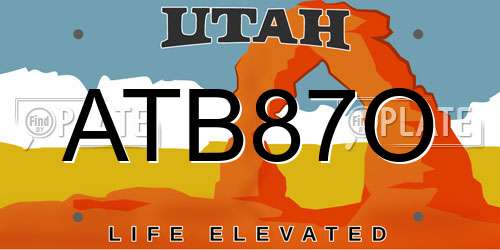 ATB87O Utah License Plate