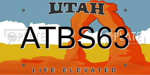 ATBS63 Utah License Plate