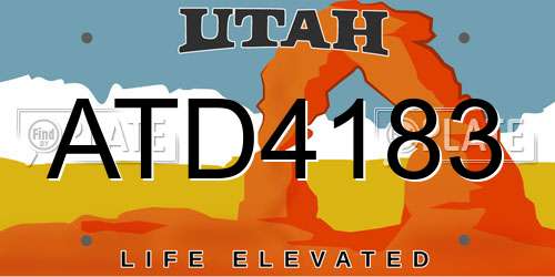 ATD4183 Utah License Plate